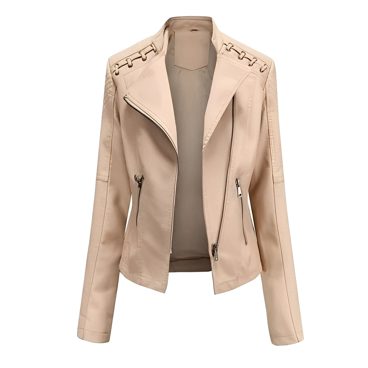 Vintage Jacket with Hidden Zipper and Polyester Lining, Detailed Seam Stitching All Vera Mart