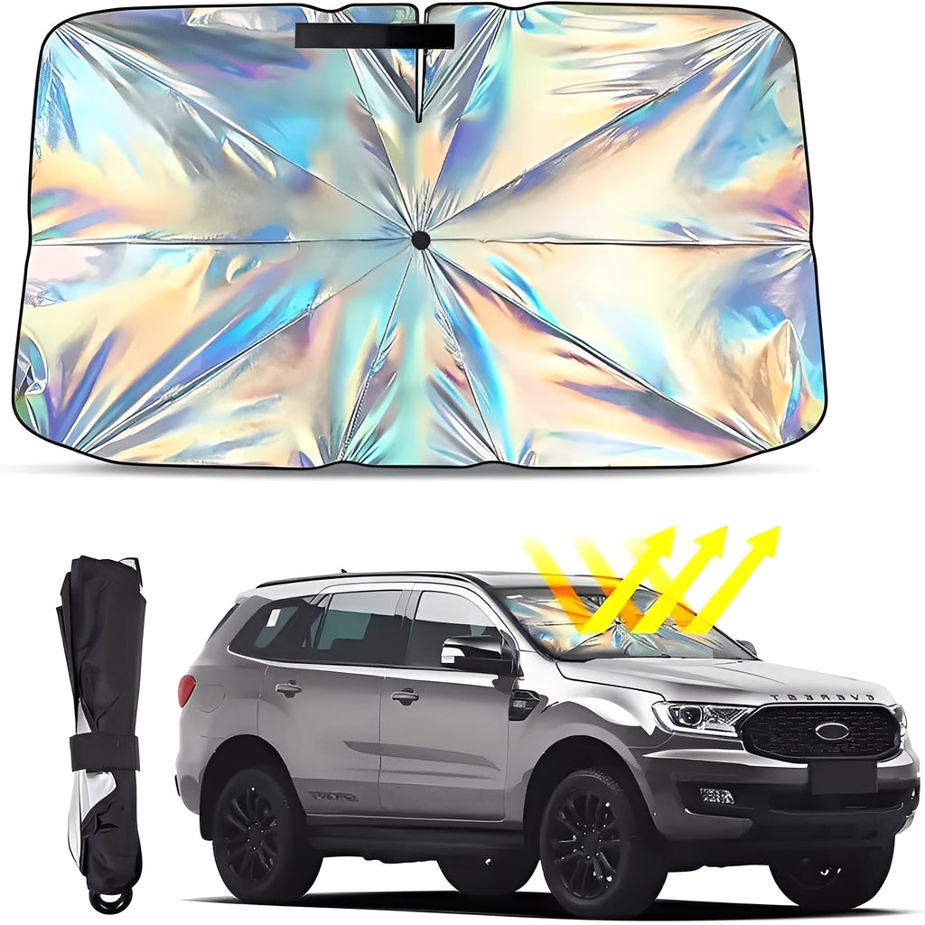 Foldable Windshield Sun Shade with Reflective Coating and Metal Frame for Cars All Vera Mart