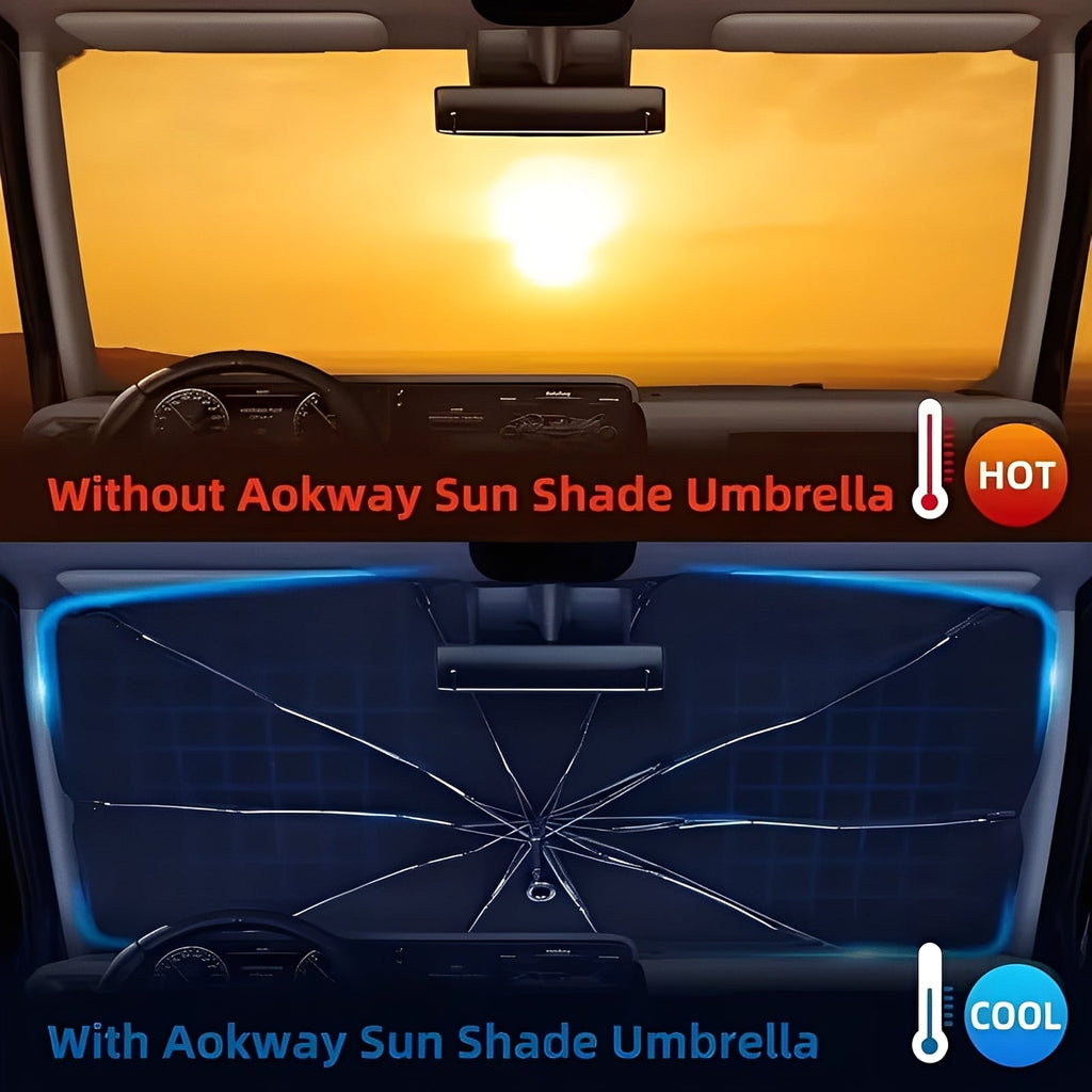 Foldable Windshield Sun Shade with Reflective Coating and Metal Frame for Cars All Vera Mart