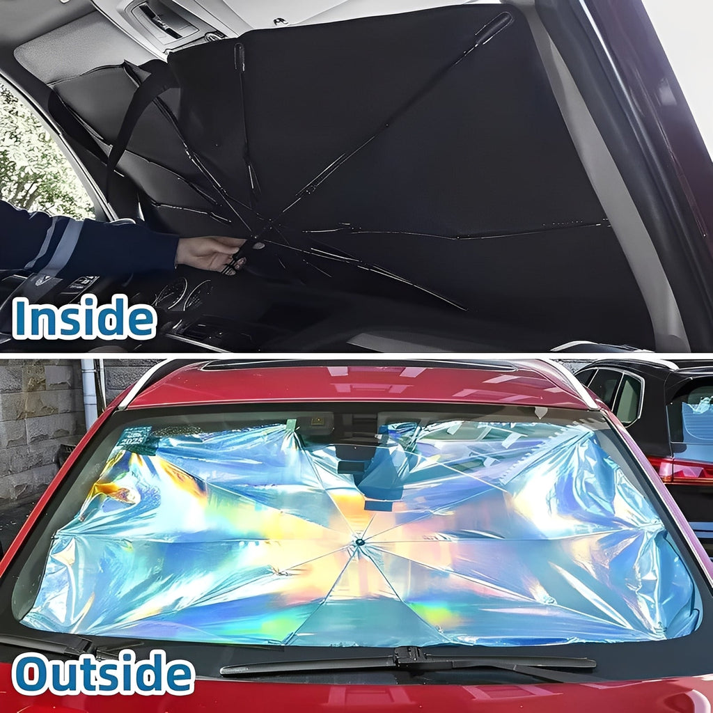 Foldable Windshield Sun Shade with Reflective Coating and Metal Frame for Cars All Vera Mart