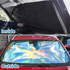 Foldable Windshield Sun Shade with Reflective Coating and Metal Frame for Cars All Vera Mart