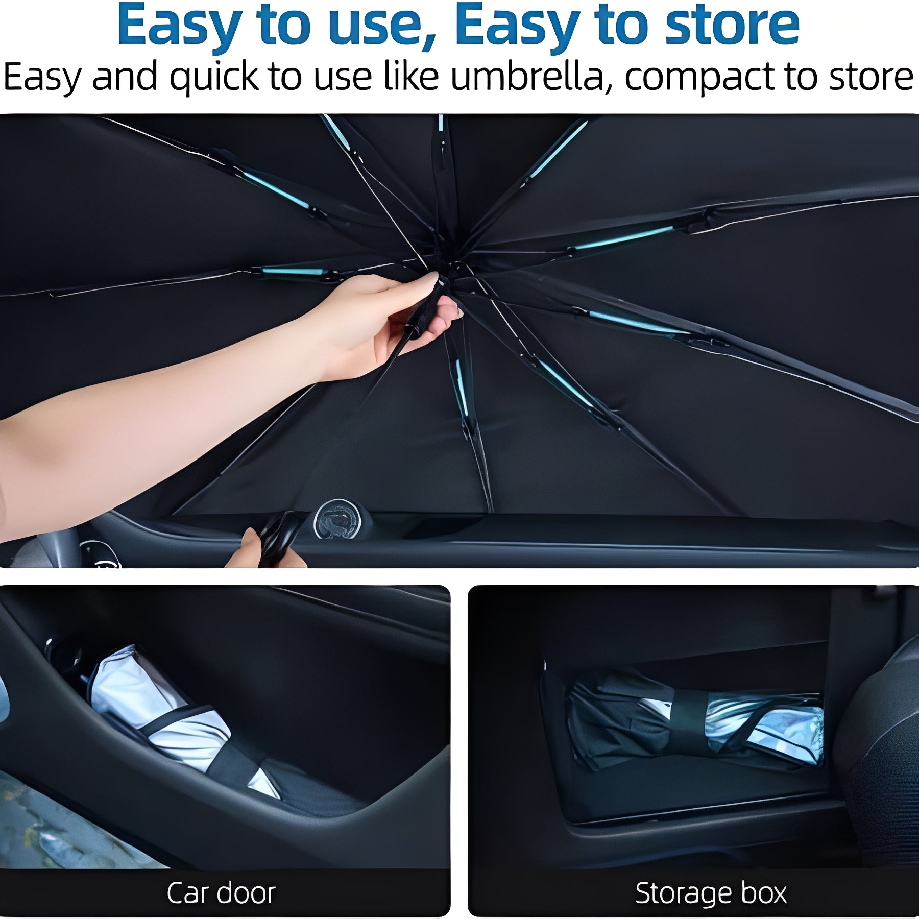 Foldable Windshield Sun Shade with Reflective Coating and Metal Frame for Cars All Vera Mart