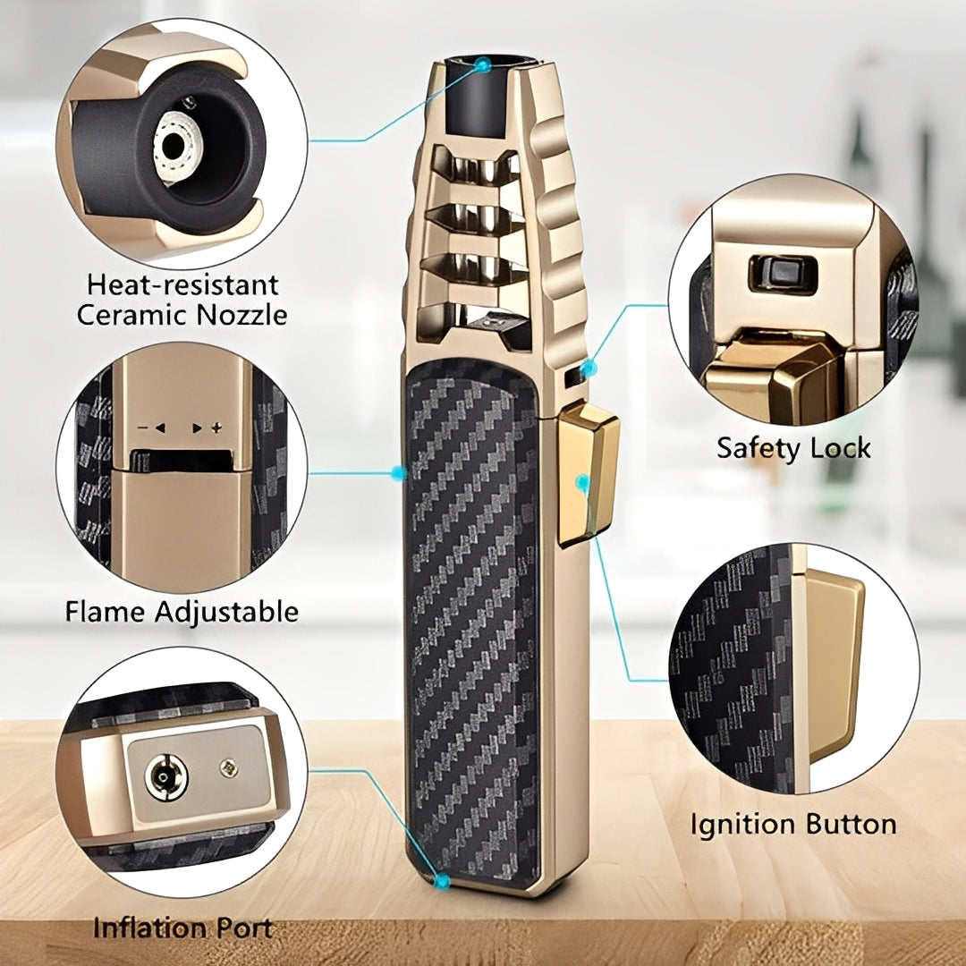 Butane Torch with Triple Flame and Adjustable Heat Control for Cooking All Vera Mart