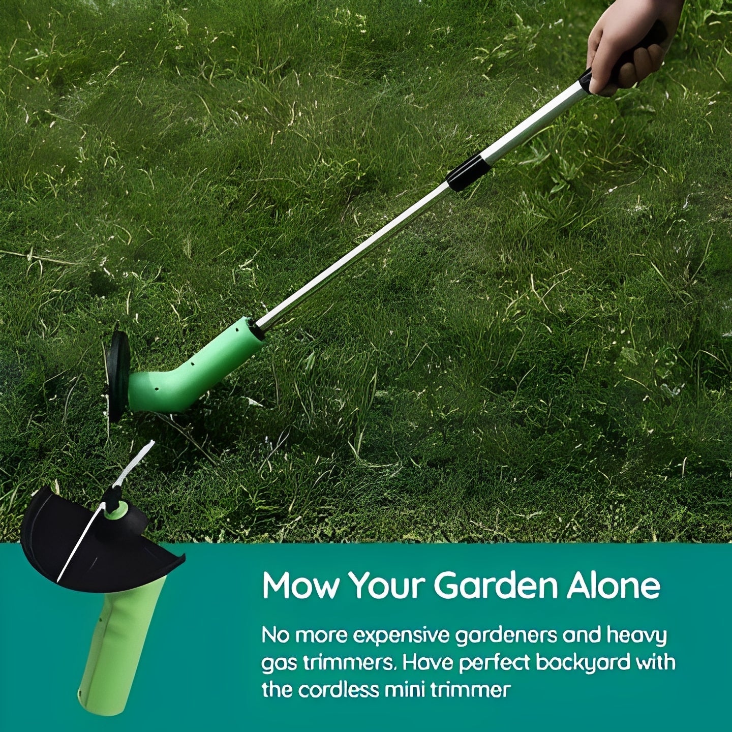 Battery Powered Grass Trimmer with Extension Pole and Adjustable Guard for Yard Edging All Vera Mart