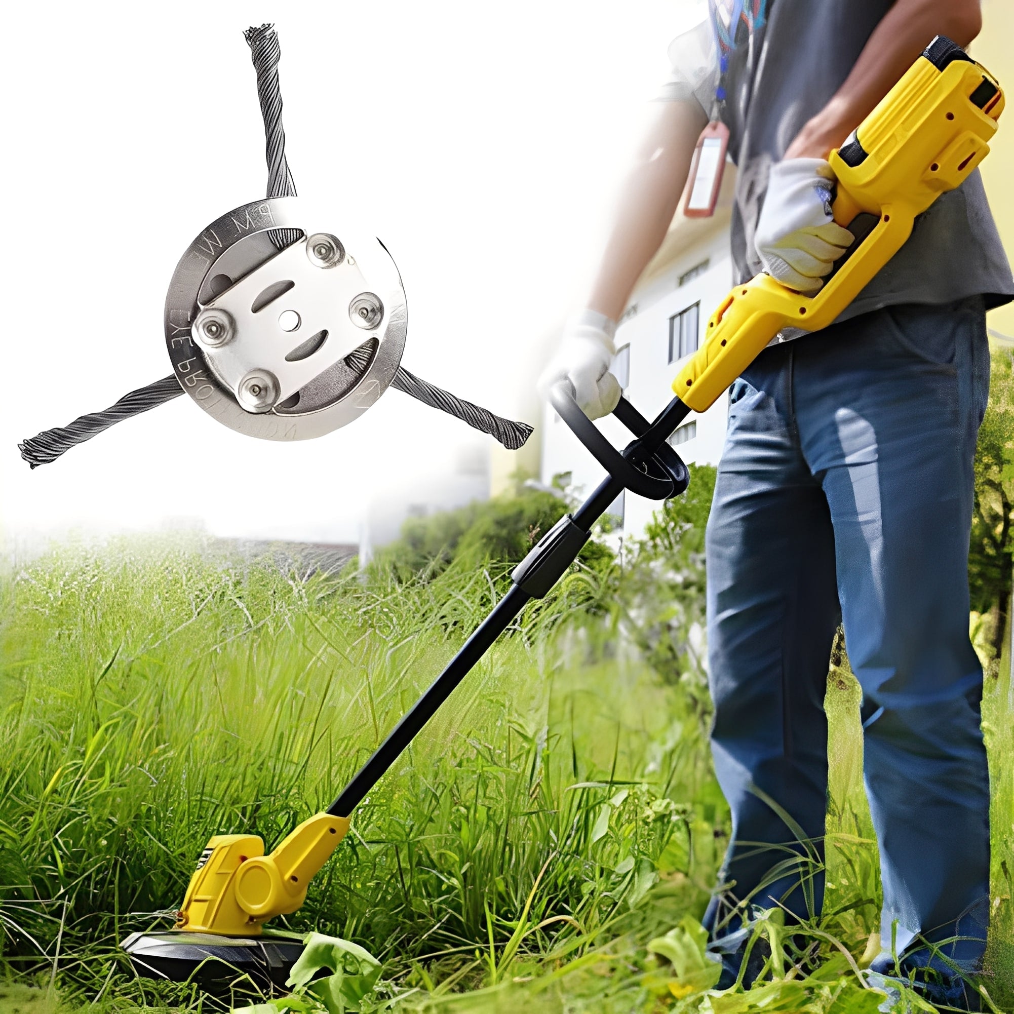 Steel Wire Trimmer Head with Spring Steel Construction for Battery Trimmers, Multi-Surface Use All Vera Mart