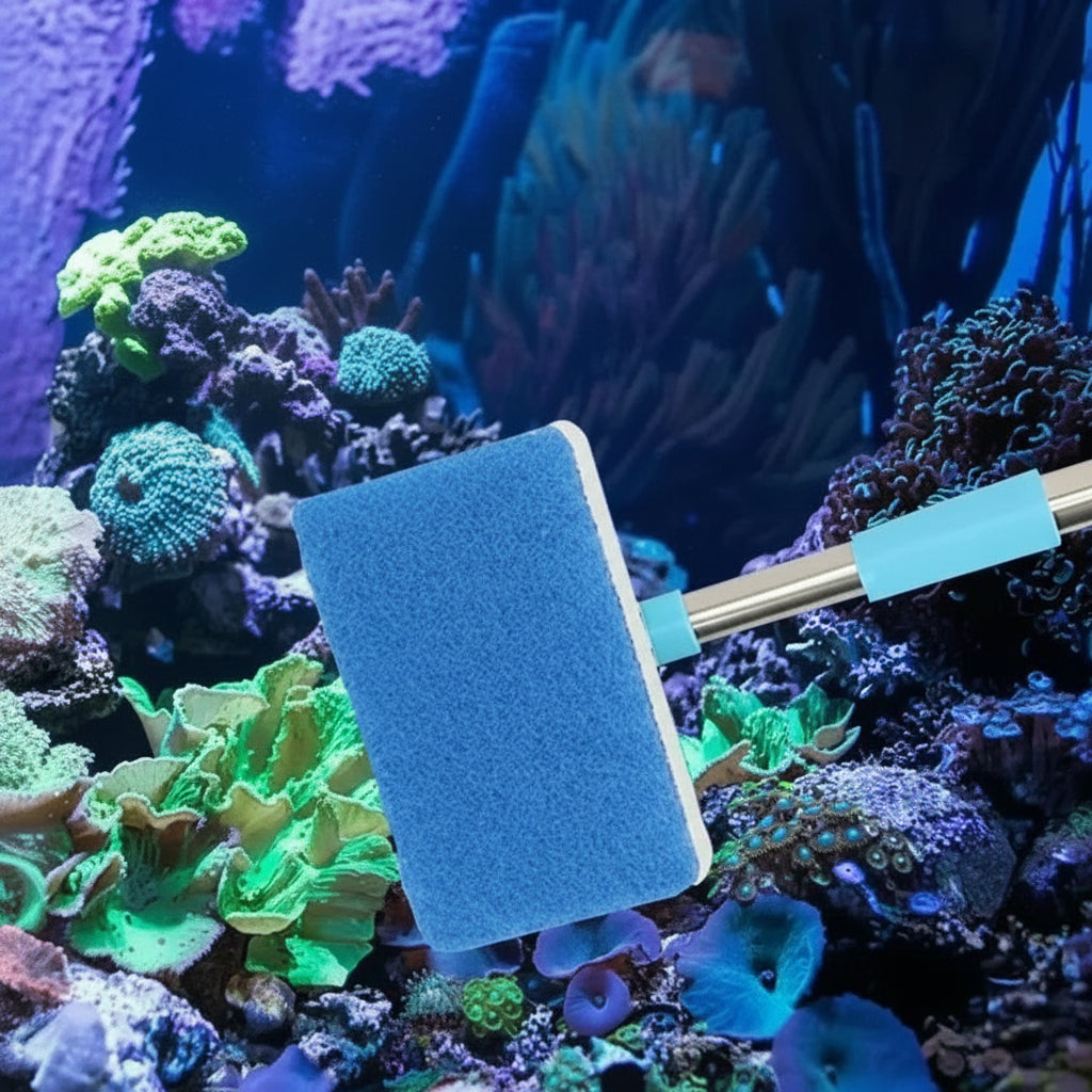 Telescoping Aquarium Glass Cleaner with Rotating Head and Dual Surface Pad All Vera Mart