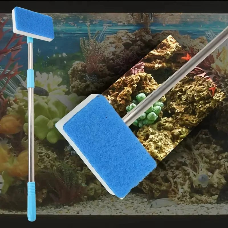 Telescoping Aquarium Glass Cleaner with Rotating Head and Dual Surface Pad All Vera Mart