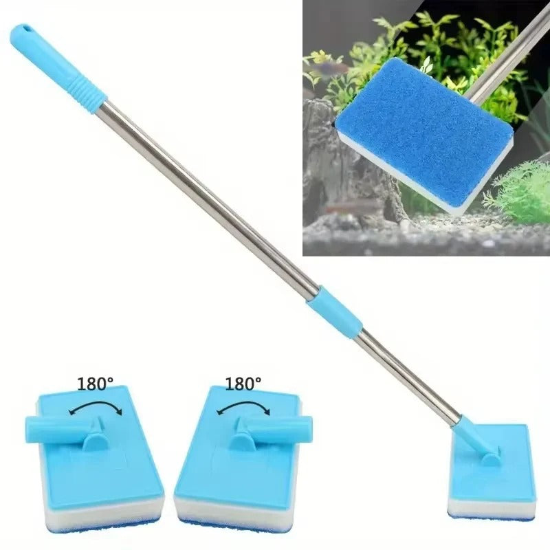 Telescoping Aquarium Glass Cleaner with Rotating Head and Dual Surface Pad All Vera Mart
