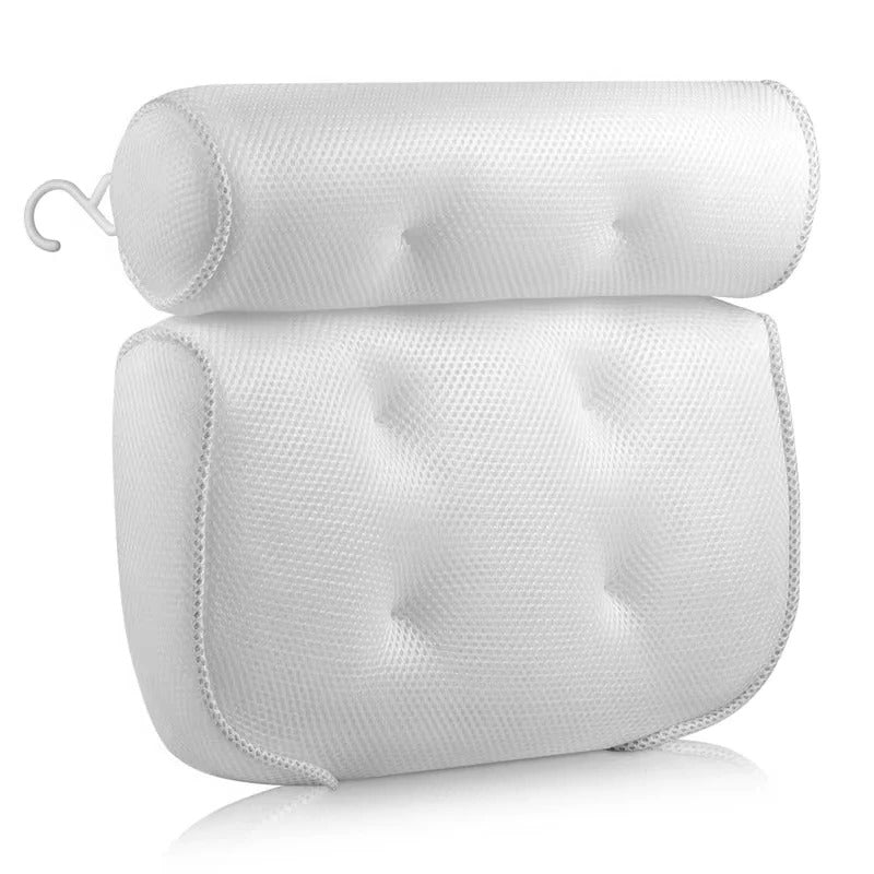 Bath Pillow with Ergonomic Neck Support and Suction Cups, Air Mesh Drainage All Vera Mart