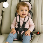 Travel Car Seat with Integrated 5-Point Harness and Foldable Design, Removable Cover All Vera Mart