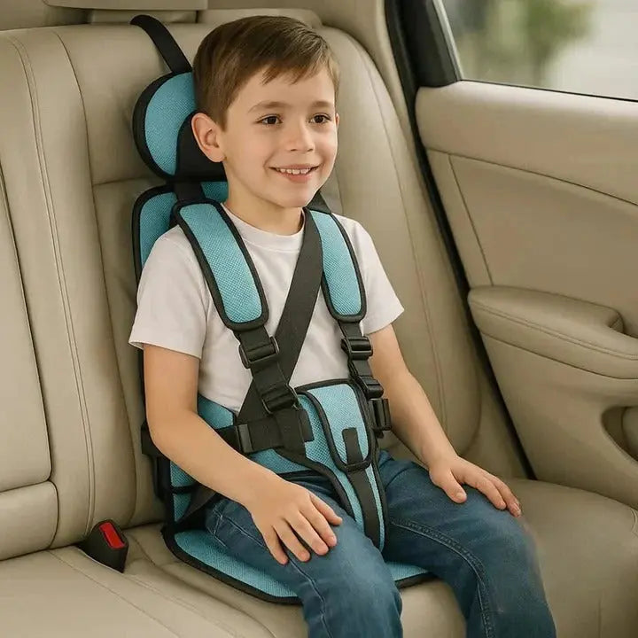 Travel Car Seat with Integrated 5-Point Harness and Foldable Design, Removable Cover All Vera Mart