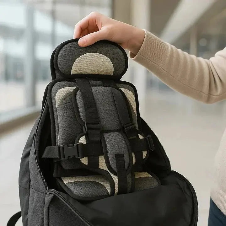 Travel Car Seat with Integrated 5-Point Harness and Foldable Design, Removable Cover All Vera Mart