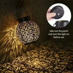 Solar Lantern with Wrought Iron Frame and Pattern Projection, Auto On Off All Vera Mart