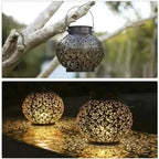 Solar Lantern with Wrought Iron Frame and Pattern Projection, Auto On Off All Vera Mart