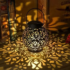 Solar Lantern with Wrought Iron Frame and Pattern Projection, Auto On Off All Vera Mart