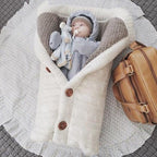 Fleece Baby Blanket with Knitted Linen Outer Layer for Stroller and Car Seat All Vera Mart
