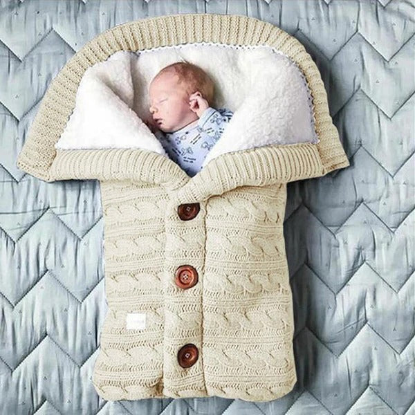 Fleece Baby Blanket with Knitted Linen Outer Layer for Stroller and Car Seat All Vera Mart