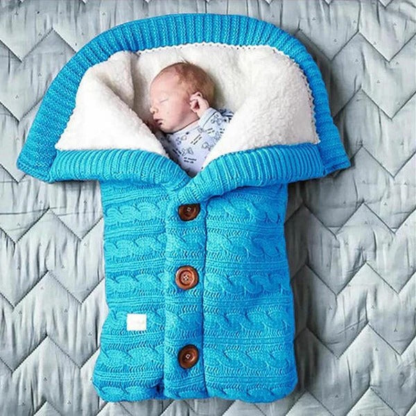 Fleece Baby Blanket with Knitted Linen Outer Layer for Stroller and Car Seat All Vera Mart
