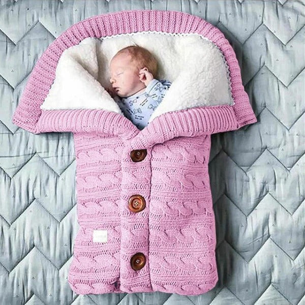 Fleece Baby Blanket with Knitted Linen Outer Layer for Stroller and Car Seat All Vera Mart