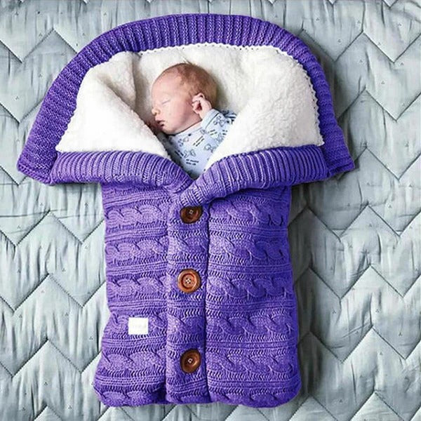 Fleece Baby Blanket with Knitted Linen Outer Layer for Stroller and Car Seat All Vera Mart