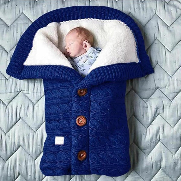 Fleece Baby Blanket with Knitted Linen Outer Layer for Stroller and Car Seat All Vera Mart