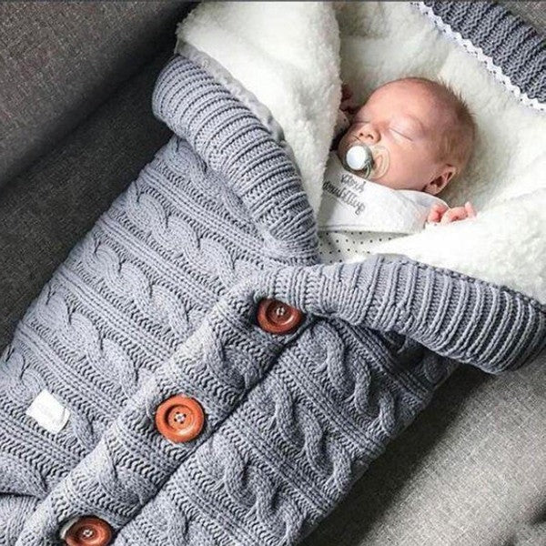 Fleece Baby Blanket with Knitted Linen Outer Layer for Stroller and Car Seat All Vera Mart