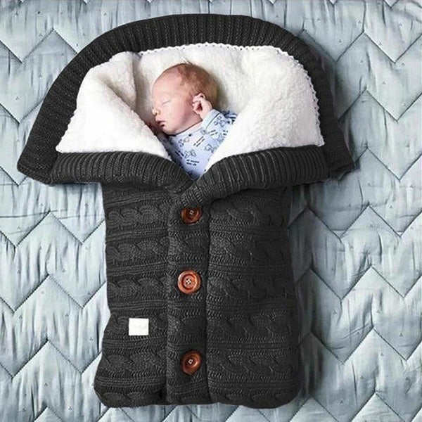 Fleece Baby Blanket with Knitted Linen Outer Layer for Stroller and Car Seat All Vera Mart