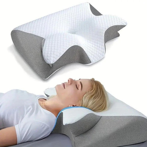 Butterfly Shape Memory Foam Pillow with Neck Support and Breathable Cover All Vera Mart