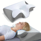 Butterfly Shape Memory Foam Pillow with Neck Support and Breathable Cover All Vera Mart