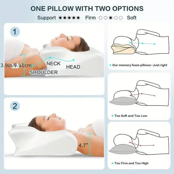 Butterfly Shape Memory Foam Pillow with Neck Support and Breathable Cover All Vera Mart