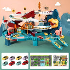 Dinosaur Race Track with Eight Toy Cars and Multi-Level Circuit Loops All Vera Mart