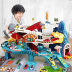Dinosaur Race Track with Eight Toy Cars and Multi-Level Circuit Loops All Vera Mart