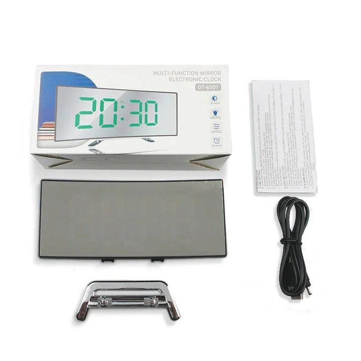 Mirror LED Alarm Clock with USB Charging Port and Dual Alarms All Vera Mart
