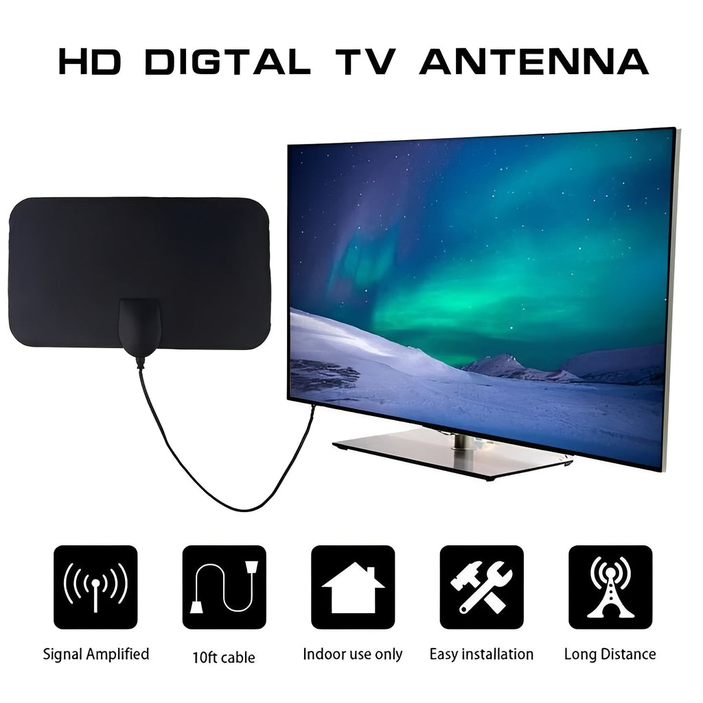 Digital TV Antenna with 50 Mile Reception Range and 10 Foot Coaxial Cable All Vera Mart