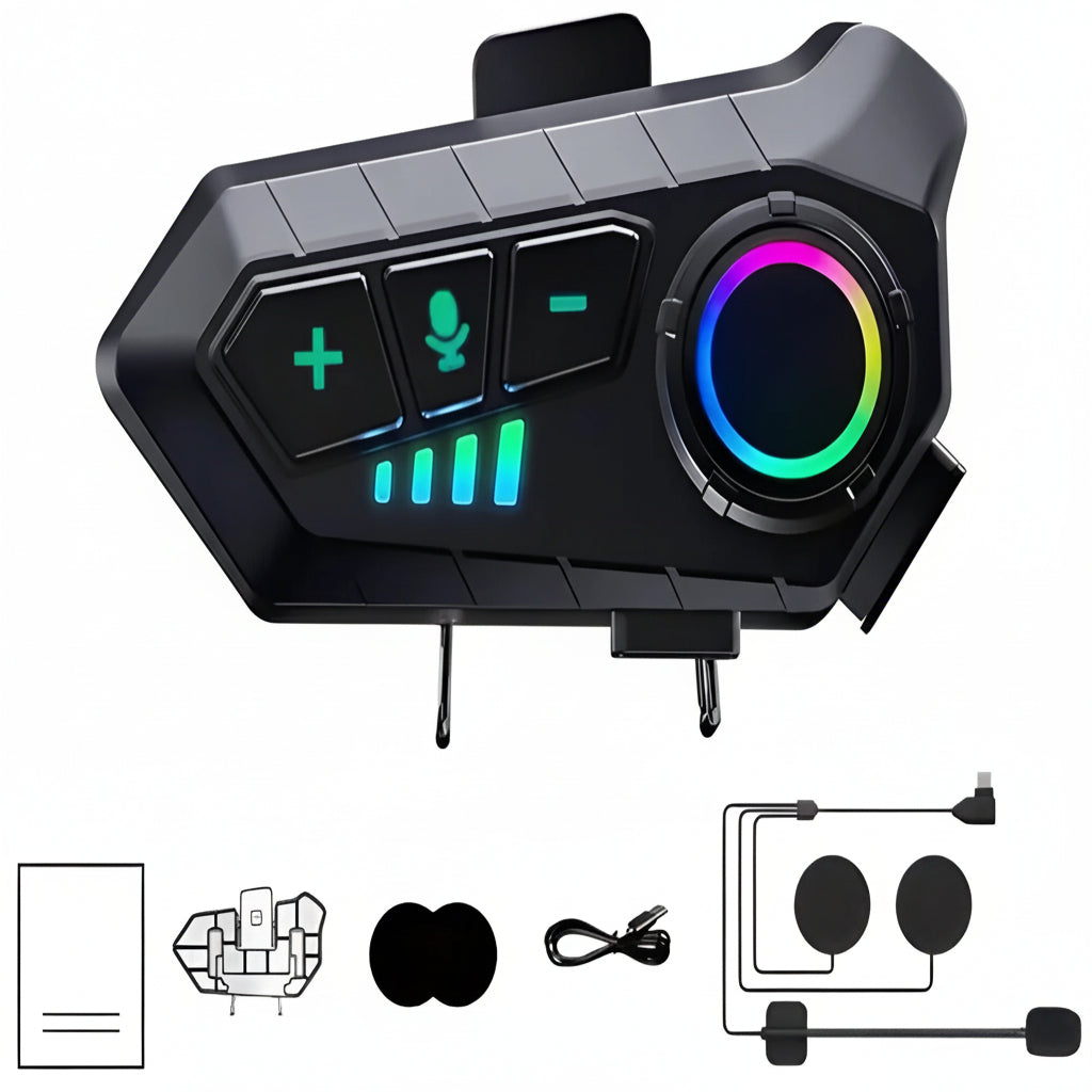 Helmet Mounted Bluetooth Headset with 30-Hour Battery and Voice Control All Vera Mart