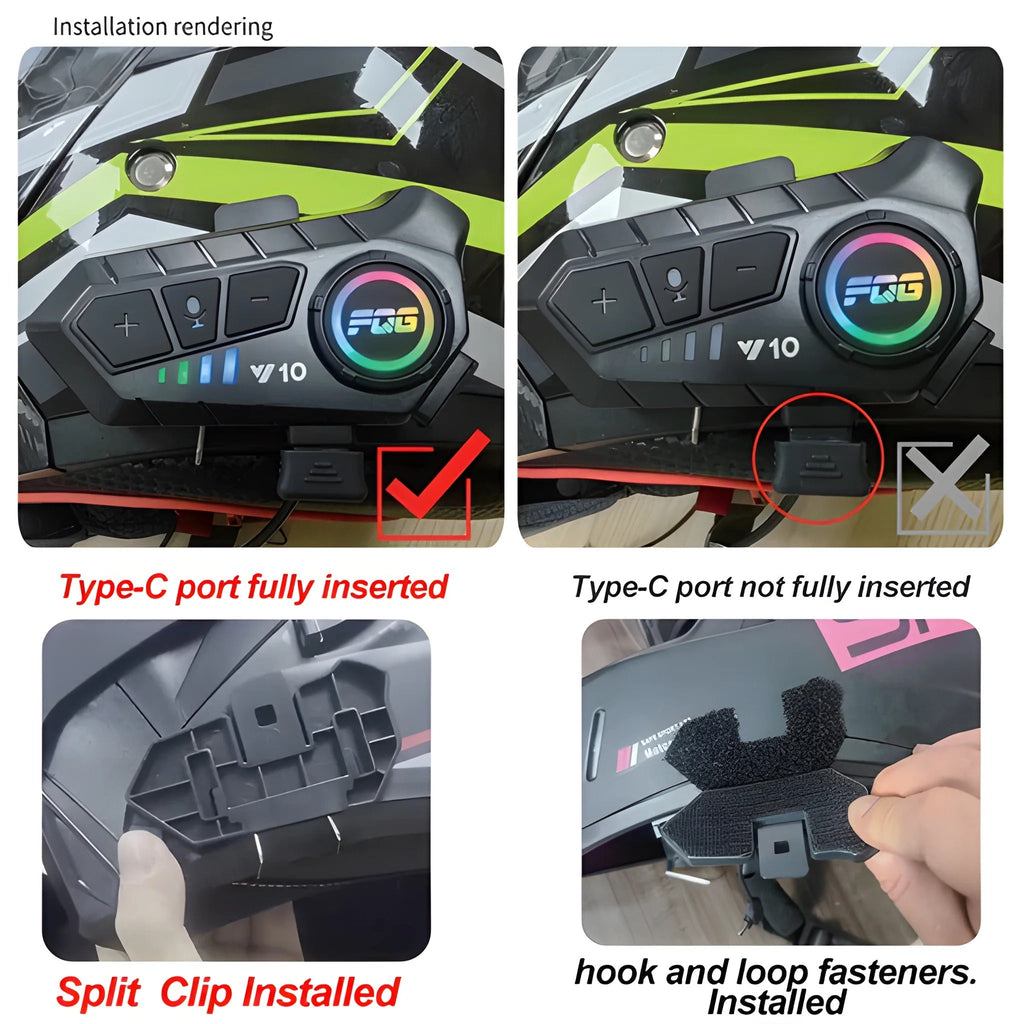 Helmet Mounted Bluetooth Headset with 30-Hour Battery and Voice Control All Vera Mart