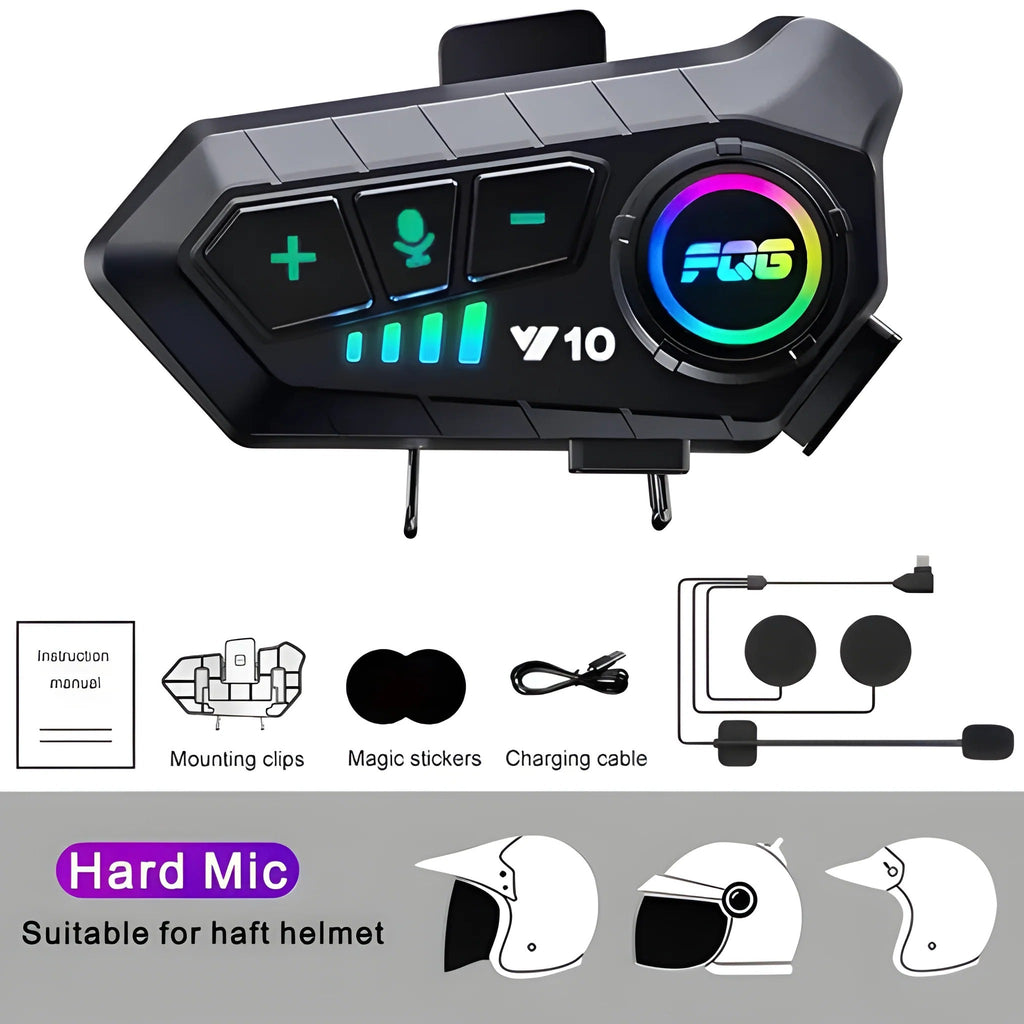 Helmet Mounted Bluetooth Headset with 30-Hour Battery and Voice Control All Vera Mart