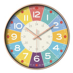 12-Inch Educational Wall Clock with Sweep Movement and Colored Numbers for Kids All Vera Mart