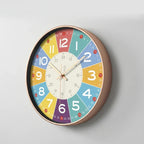 12-Inch Educational Wall Clock with Sweep Movement and Colored Numbers for Kids All Vera Mart
