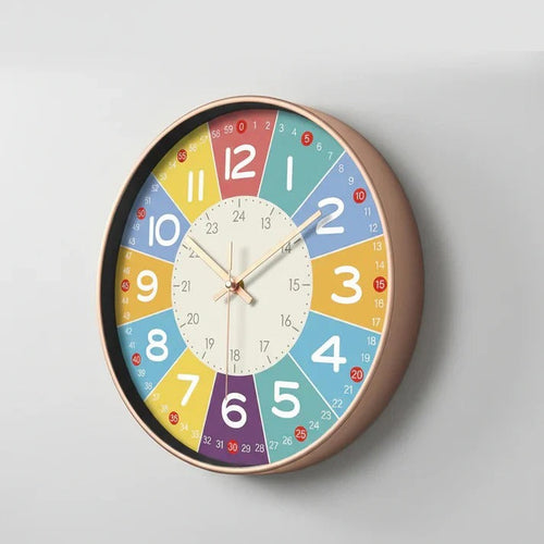 12-Inch Educational Wall Clock with Sweep Movement and Colored Numbers for Kids All Vera Mart