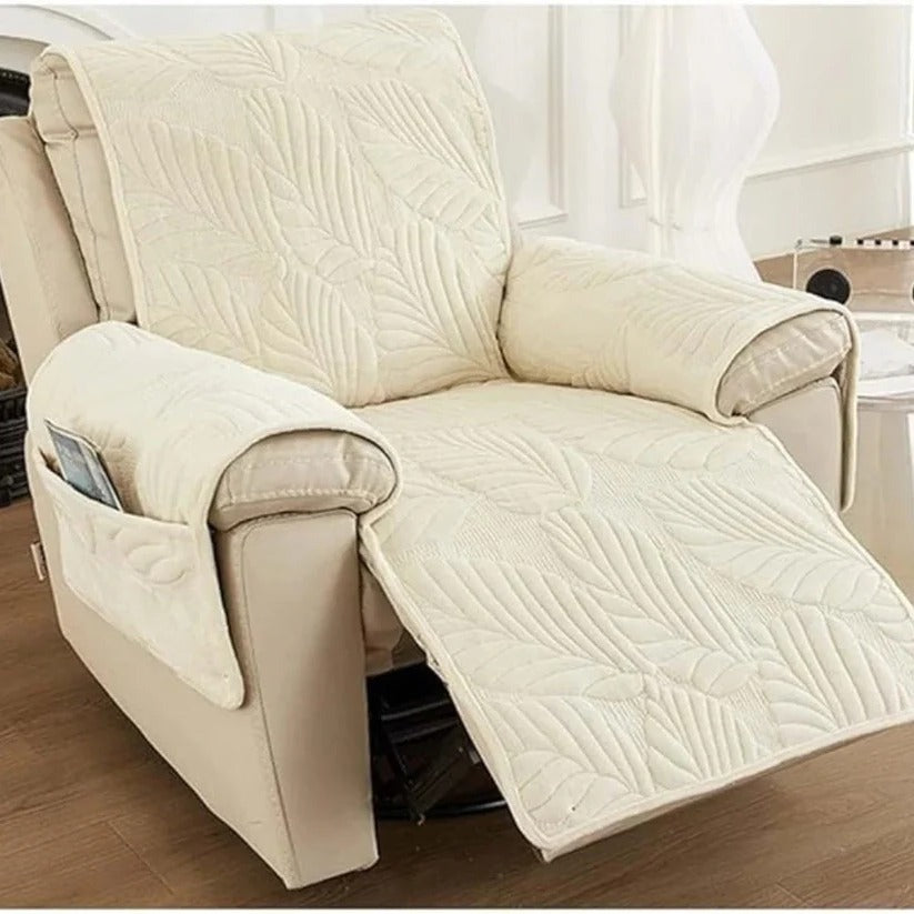 Elastic Microfiber Recliner Cover with Leaf Pattern and Non-Slip Backing All Vera Mart