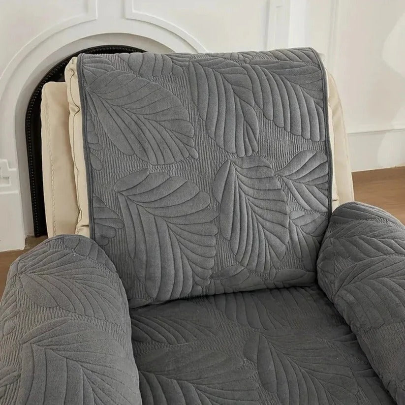 Elastic Microfiber Recliner Cover with Leaf Pattern and Non-Slip Backing All Vera Mart