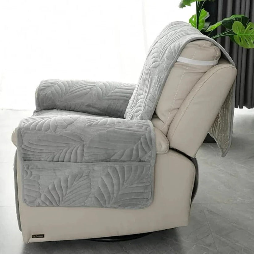 Elastic Microfiber Recliner Cover with Leaf Pattern and Non-Slip Backing All Vera Mart