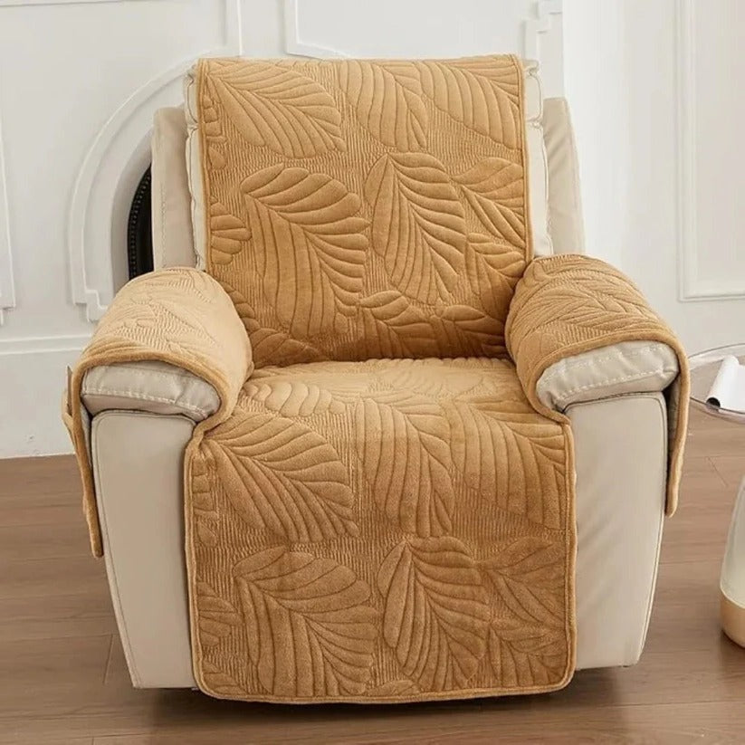 Elastic Microfiber Recliner Cover with Leaf Pattern and Non-Slip Backing All Vera Mart