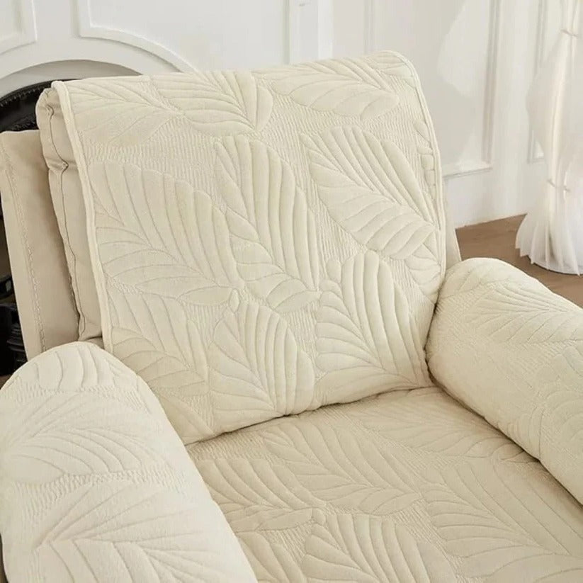 Elastic Microfiber Recliner Cover with Leaf Pattern and Non-Slip Backing All Vera Mart