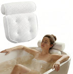 Ergonomic Bath Pillow with Six Suction Cups and Quick Dry Mesh All Vera Mart
