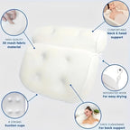 Ergonomic Bath Pillow with Six Suction Cups and Quick Dry Mesh All Vera Mart