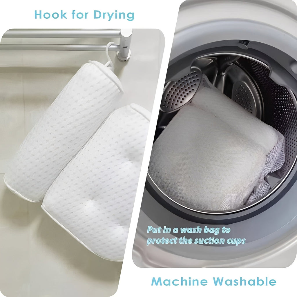 Ergonomic Bath Pillow with Six Suction Cups and Quick Dry Mesh All Vera Mart