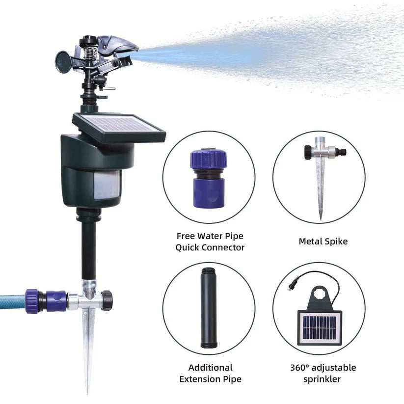 Motion Activated Garden Sprinkler with Solar Power and 30ft Detection Range All Vera Mart
