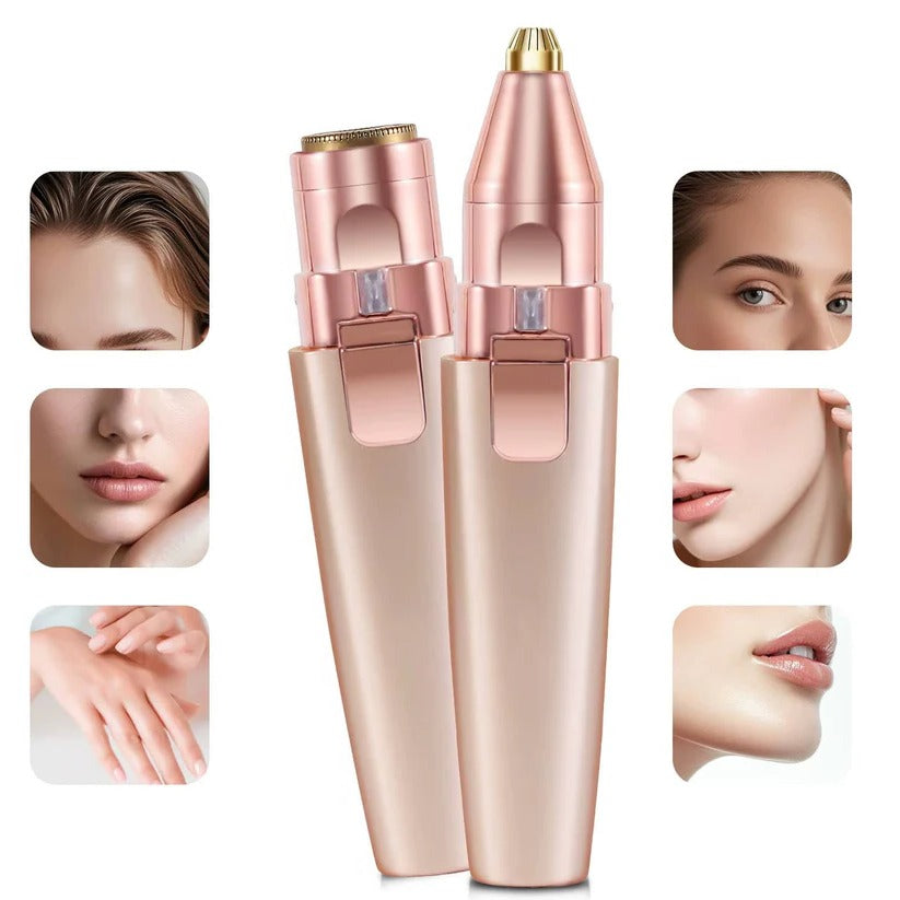 Facial Hair Remover with Interchangeable Heads and LED Light, Rechargeable Grooming Tool All Vera Mart